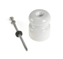 Patriot Wood Post Porcelain (W/ Nail) Insulator, Pack of 25 - Pack of 25