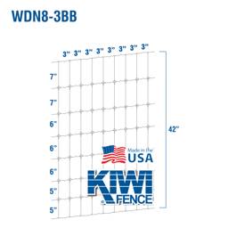 KIWI Fixed Knot Woven Wire, 8/42"/3" 200', 200' Roll - 200' Roll