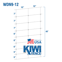 Kiwi Fixed-Knot Woven Wire, 9/49"/12" - 660' roll